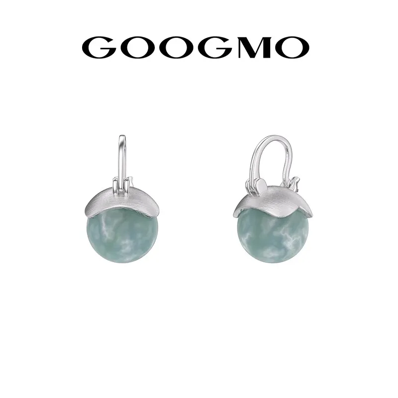 GOOGMO Glass Type Jade Stud Earrings Women's-1