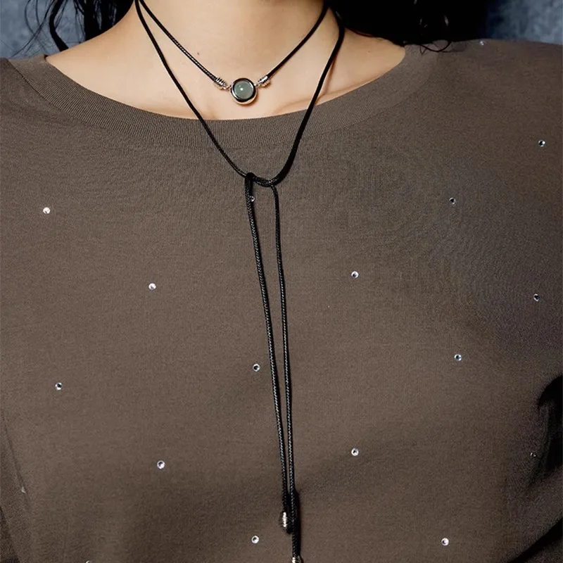 GOOGMO Glass Type Jade Jadeite Necklaces Women's-2