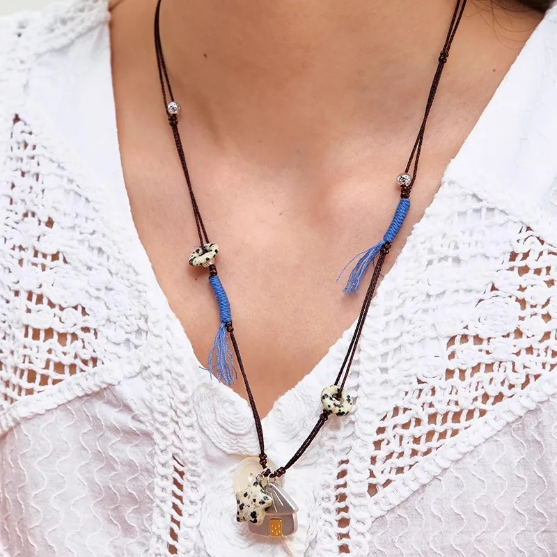 GOOGMO Rhodium Plated Copper, Spot Stone Necklaces Women's-1