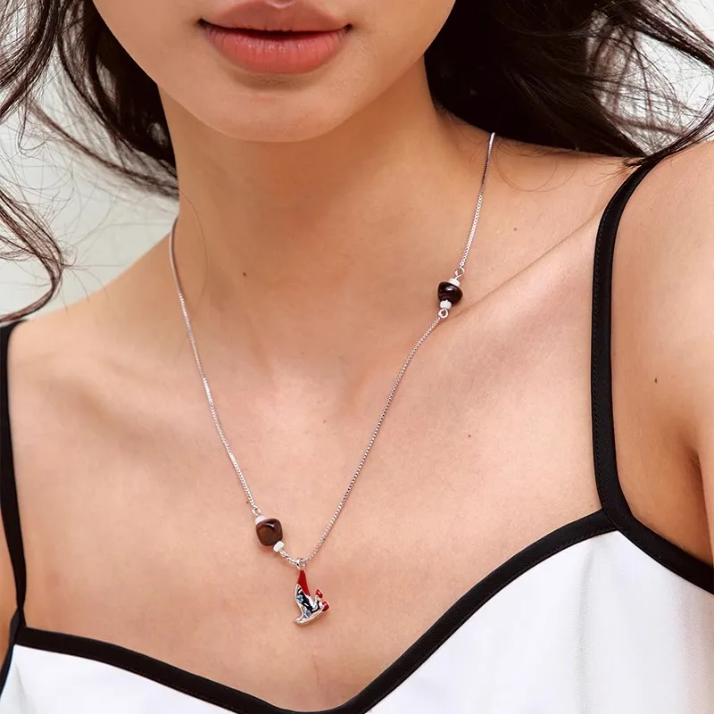 GOOGMO Agate, Rhodium Plated Copper Necklaces Women's-1