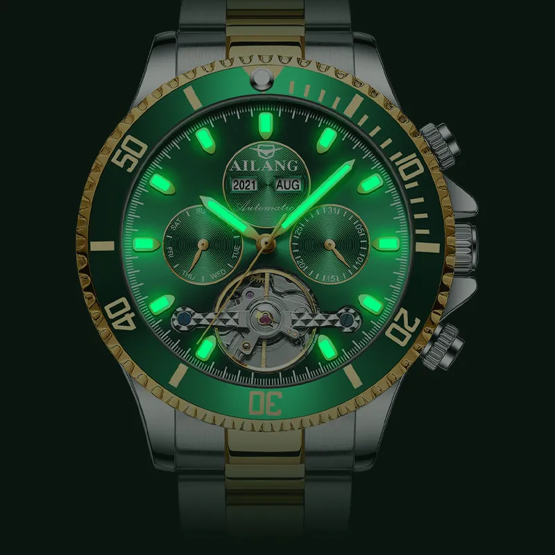 AILANG Minimalist Business Wrist Watch Automatic Mechanical Movement Watch Men's Watches Black Dial-10