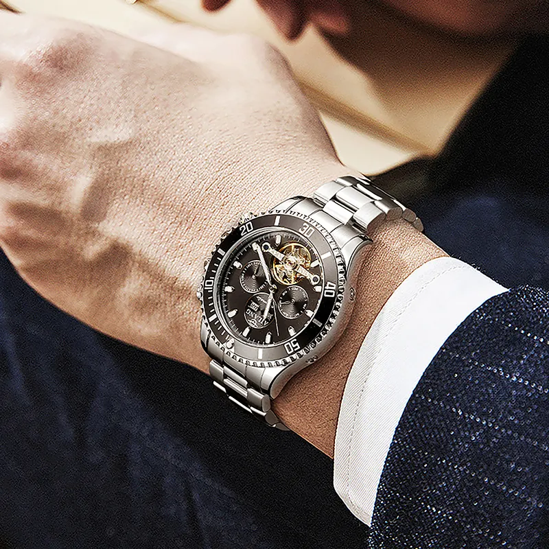 AILANG Minimalist Business Wrist Watch Automatic Mechanical Movement Watch Men's Watches Black Dial-18