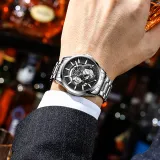 Silver Case Black Dial Steel Band[Cuban Bracelet-Festival Box Clothing Sets]