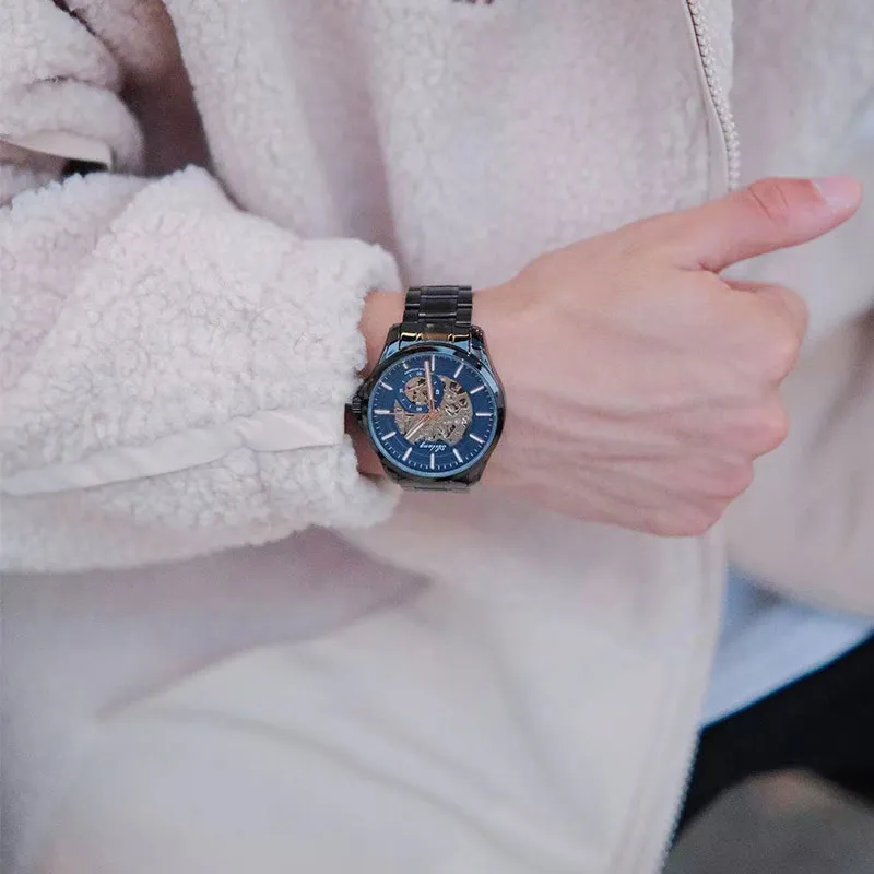 AILANG Automatic Mechanical Movement Genuine Leather Strap Watch Men's Watches White Dial-8
