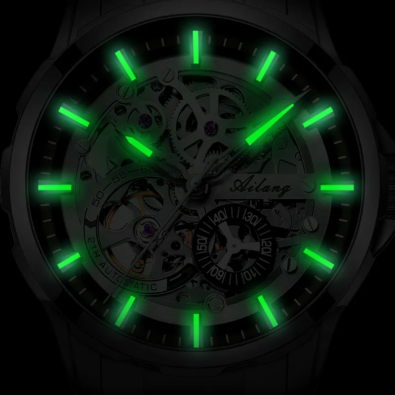 AILANG Automatic Mechanical Movement Men's Watches Red Watch Dial-10