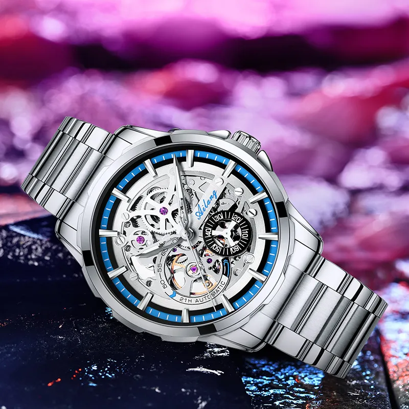 AILANG Automatic Mechanical Movement Men's Watches Red Watch Dial-8