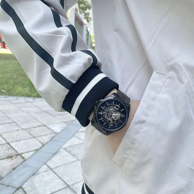AILANG Automatic Mechanical Movement Stainless Steel Watchband Watch Men's Watches Black Dial-13
