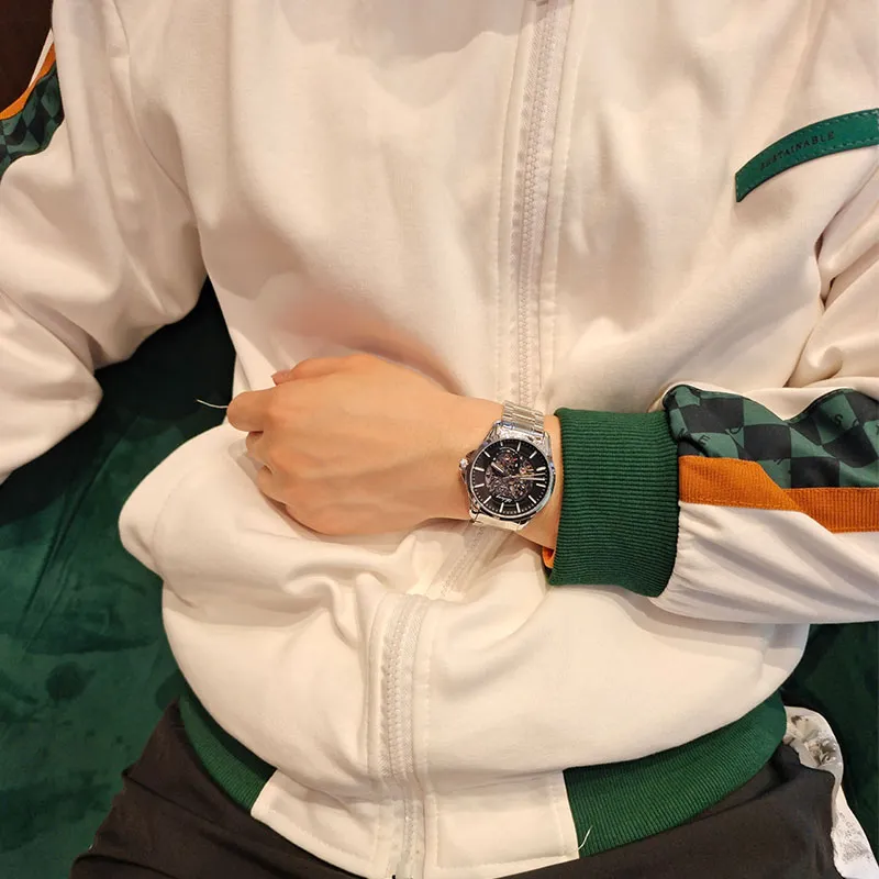 AILANG Automatic Mechanical Movement Genuine Leather Strap Watch Men's Watches White Dial-31
