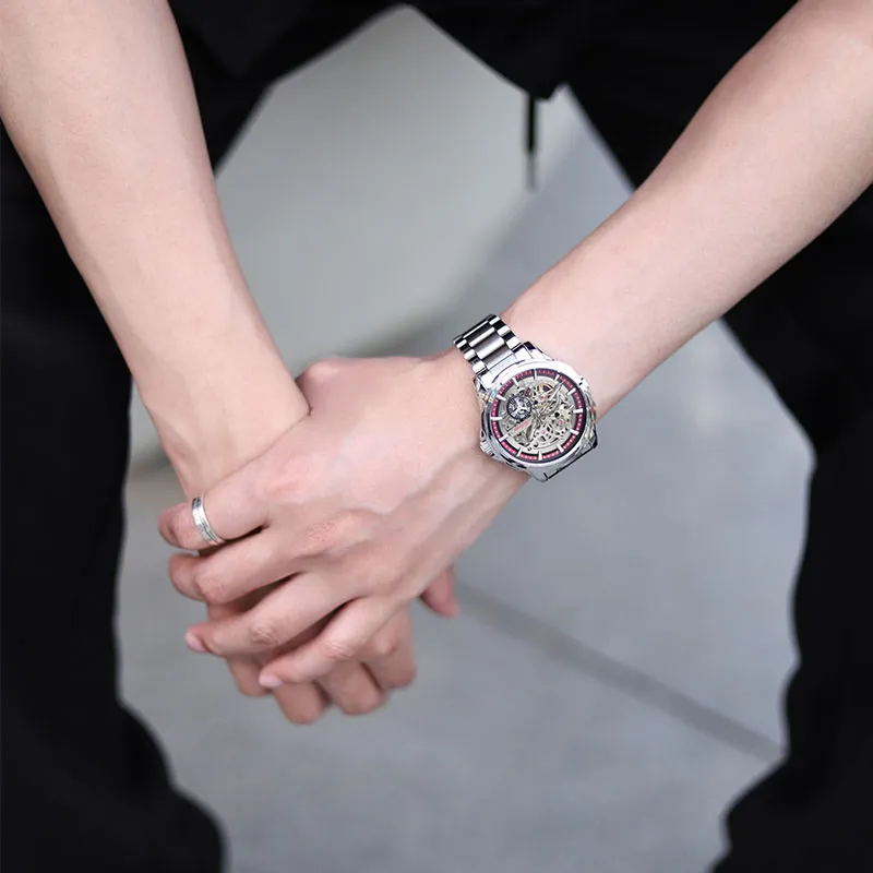 AILANG Automatic Mechanical Movement Men's Watches Red Watch Dial-11