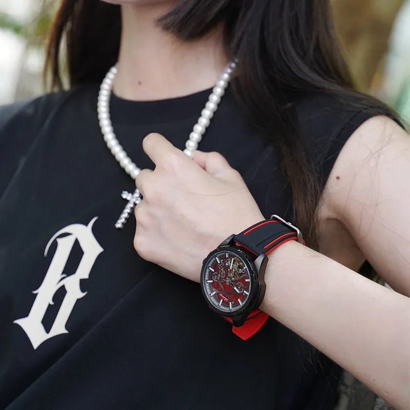 AILANG Fully Automatic Mechanical Watch Automatic Mechanical Movement Rubber Strap Watch Men's Watches Green Dial-3