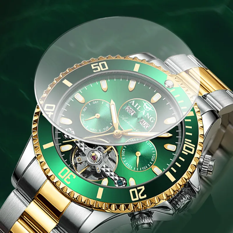 AILANG Minimalist Business Wrist Watch Automatic Mechanical Movement Watch Men's Watches Black Dial-11