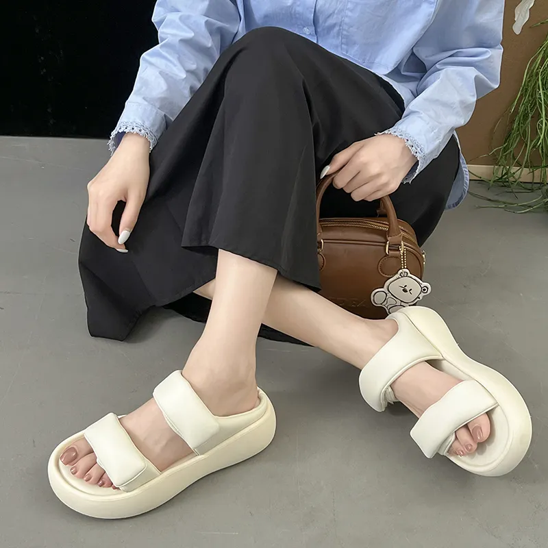 Y6T Slide Slippers Women's Pink Black Ecru-1