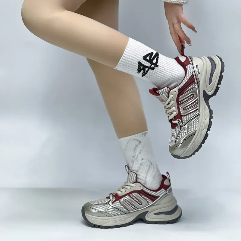 Y6T Cushioning, Lightweight, Breathable Low Top Chunky Sneakers Women's Red-5