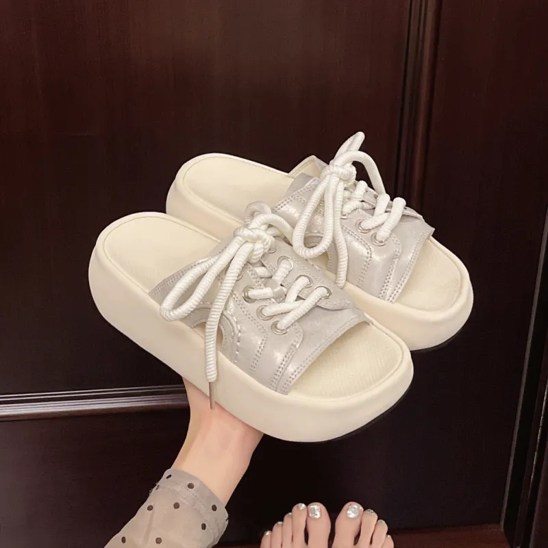 Y6T Slide Slippers Women's White, Beige-8