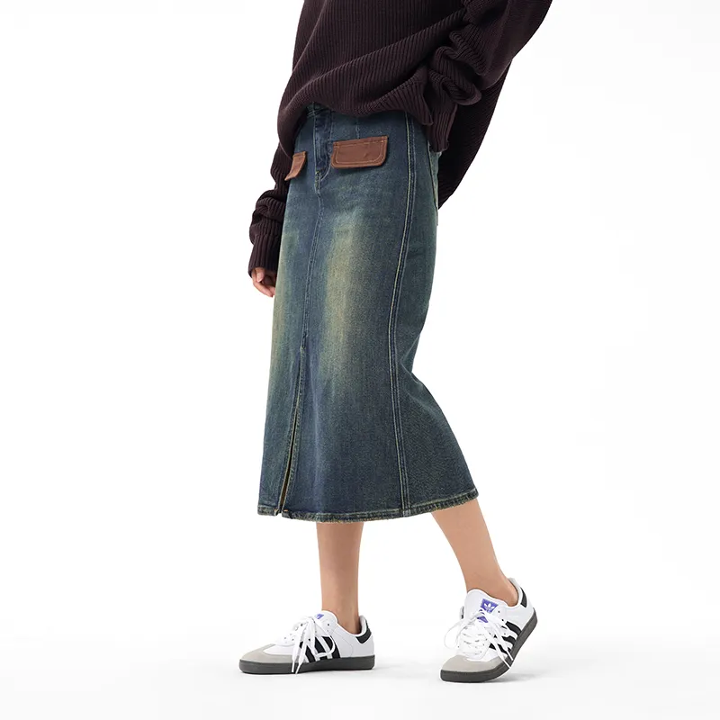 BETTY BOOP Denim Long Skirts Women's Dark Blue-2