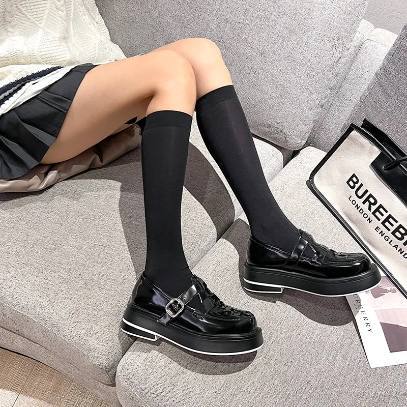 Wonderful Couple Loafers 5cm Women's Black-9