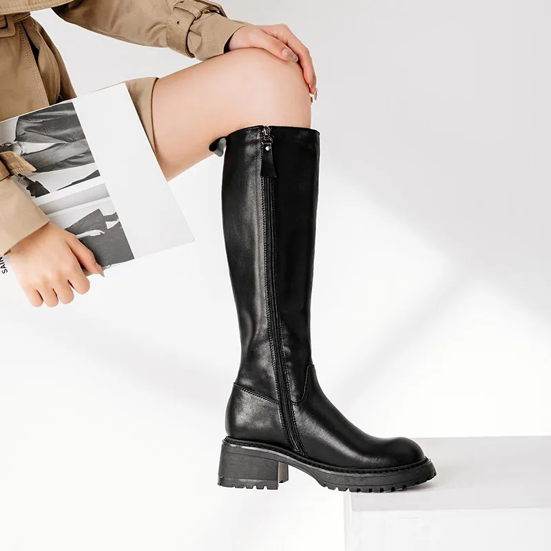 Wonderful Couple Knee-high Boots 5.5cm Women's Black-7