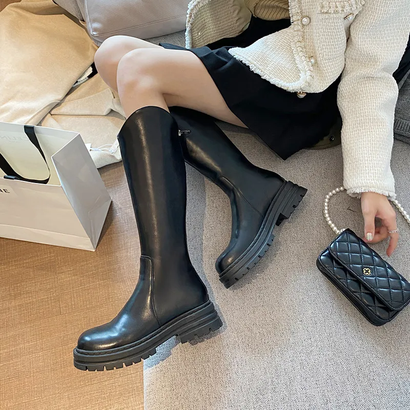 Wonderful Couple Knee-high Boots 5cm Women's Black-14