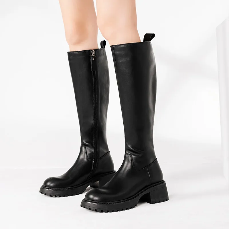 Wonderful Couple Knee-high Boots 5.5cm Women's Black-3