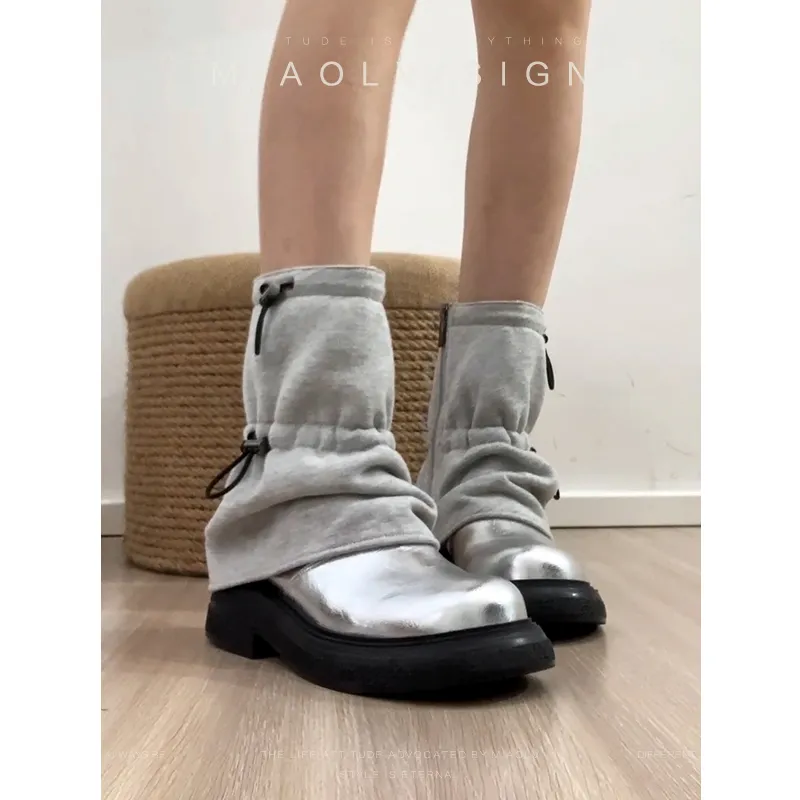 Wonderful Couple Ankle Boots 4.5cm Women's Silver-1