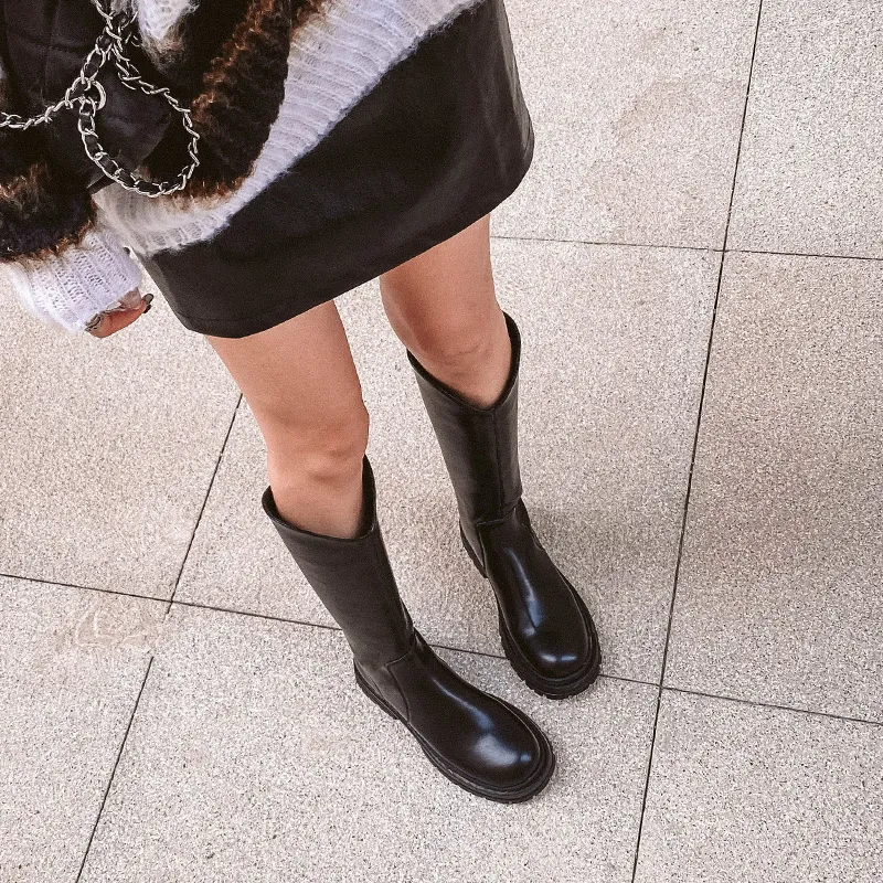 Wonderful Couple Knee-high Boots 5cm Women's Black-7