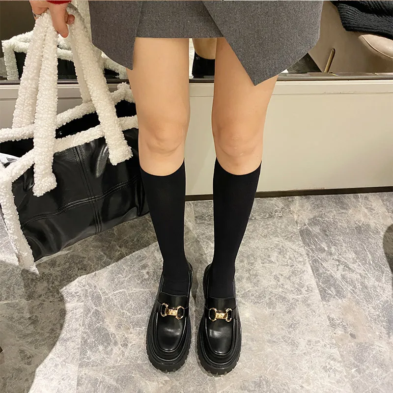 Wonderful Couple Loafers 5cm Women's Black-12