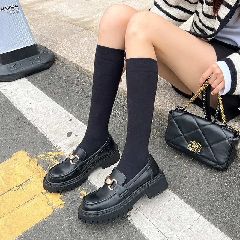 Wonderful Couple Loafers 5cm Women's Black-11