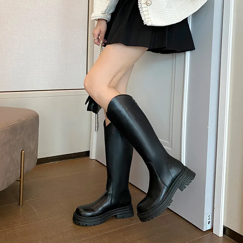 Wonderful Couple Knee-high Boots 5cm Women's Black-9