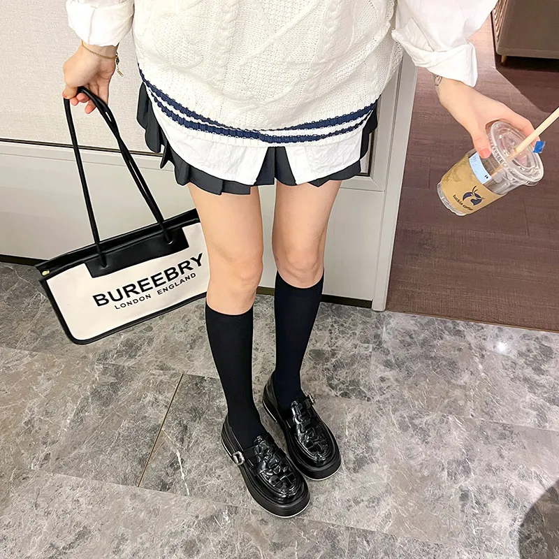 Wonderful Couple Loafers 5cm Women's Black-8