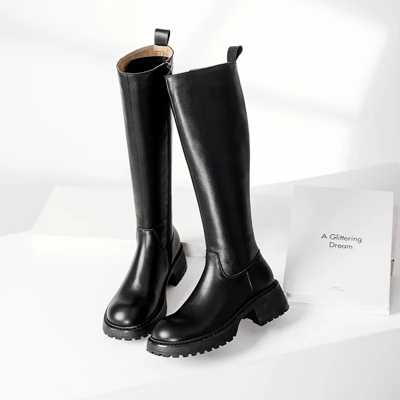 Wonderful Couple Knee-high Boots 5.5cm Women's Black-2