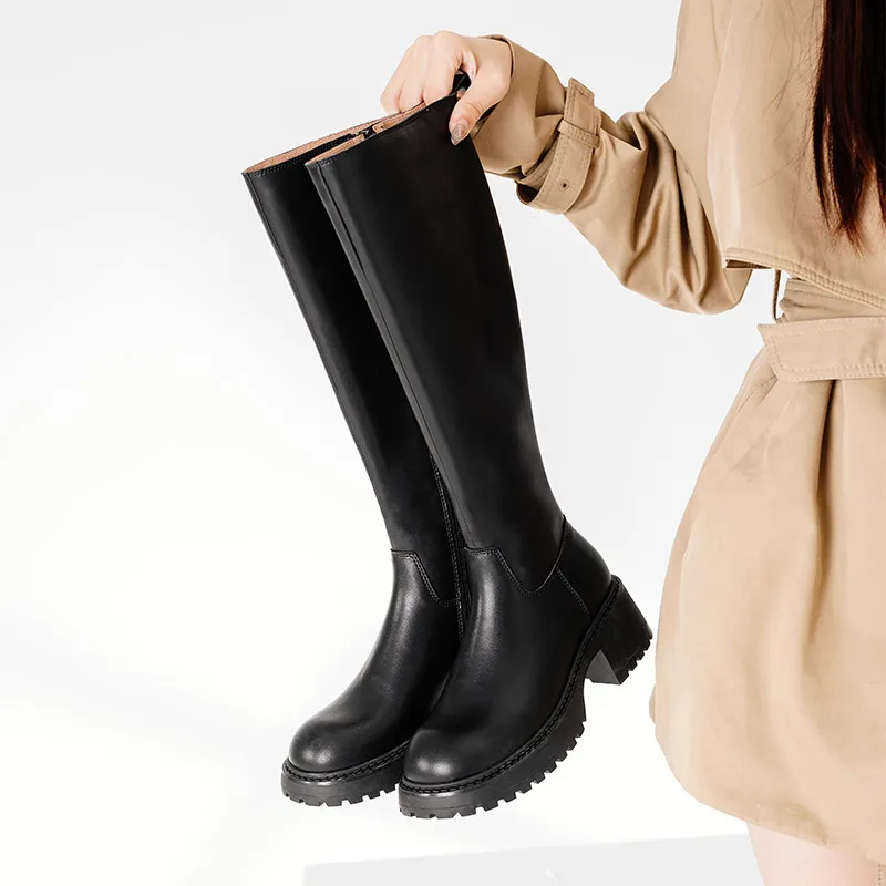 Wonderful Couple Knee-high Boots 5.5cm Women's Black-8