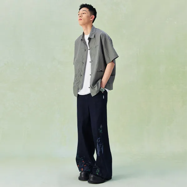 NPC Short-Sleeved Shirt For Men-Chinoiserie Languid Man Unisex-10