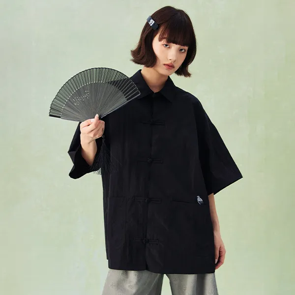 NPC Short-Sleeved Shirt For Men-Chinoiserie Languid Man Unisex-5