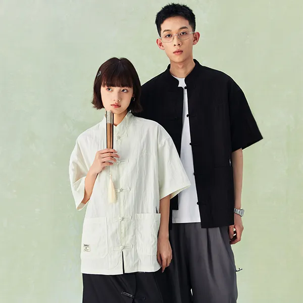 NPC Men's Trendy Chinoiserie Loose Fit Short-Sleeved Shirt Unisex-2