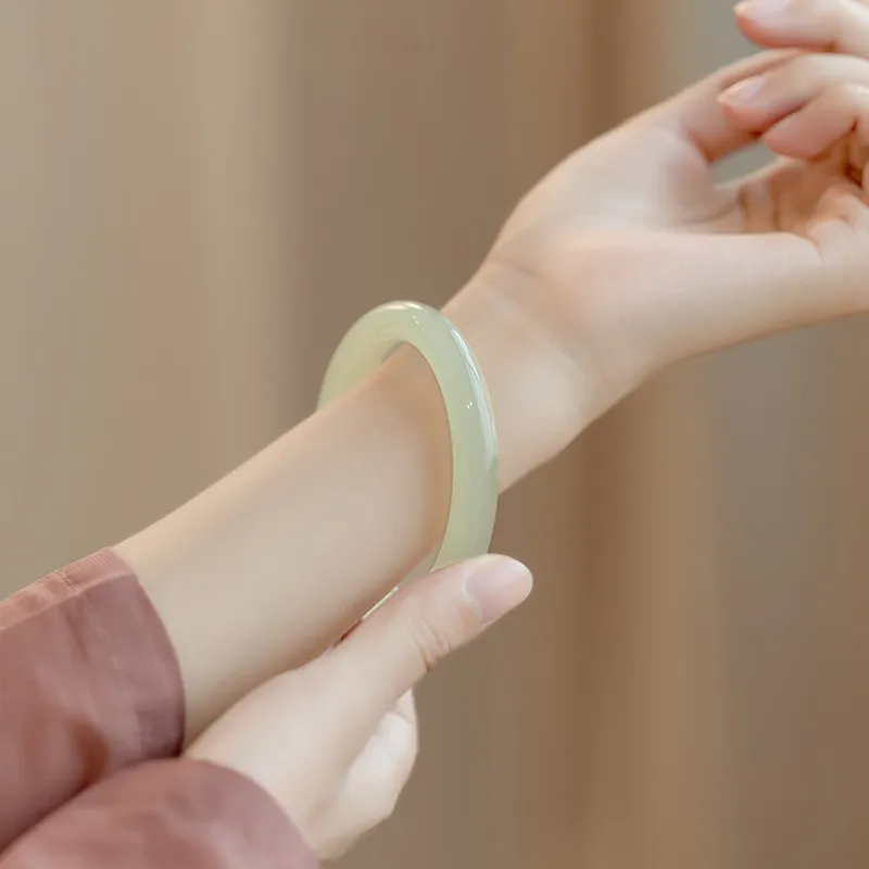 Fan Xing As Season Lantian Jade Luxury Niche Design Premium Closed End Jade Bangle Women's-1