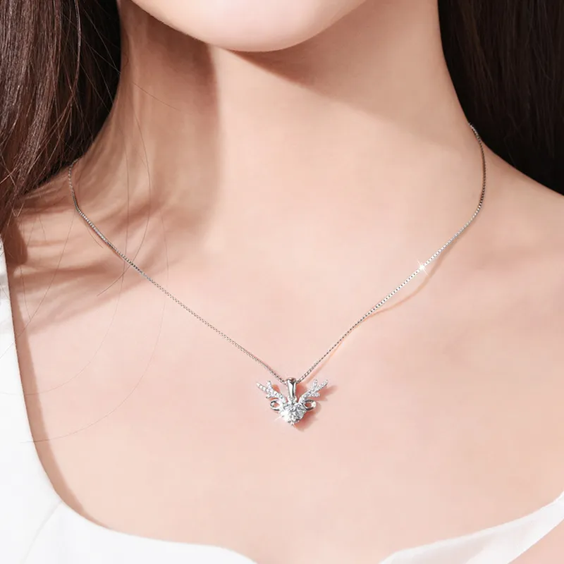 Fan Xing As Season S925 Silver Inlaid With Moissanite Necklaces Women's-1