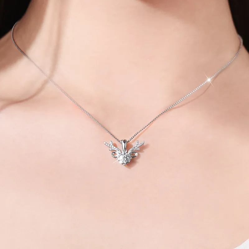 Fan Xing As Season S925 Silver Inlaid With Moissanite Necklaces Women's-2