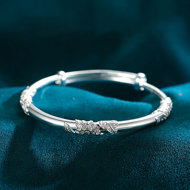 Fan Xing As Season 999 Fine Silver Bangles Women's-4