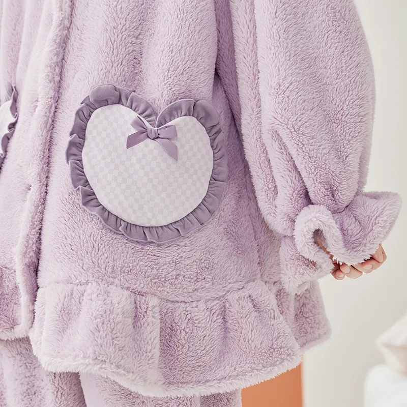Aannsfam Home Suit Women's Light Gray Purple-1