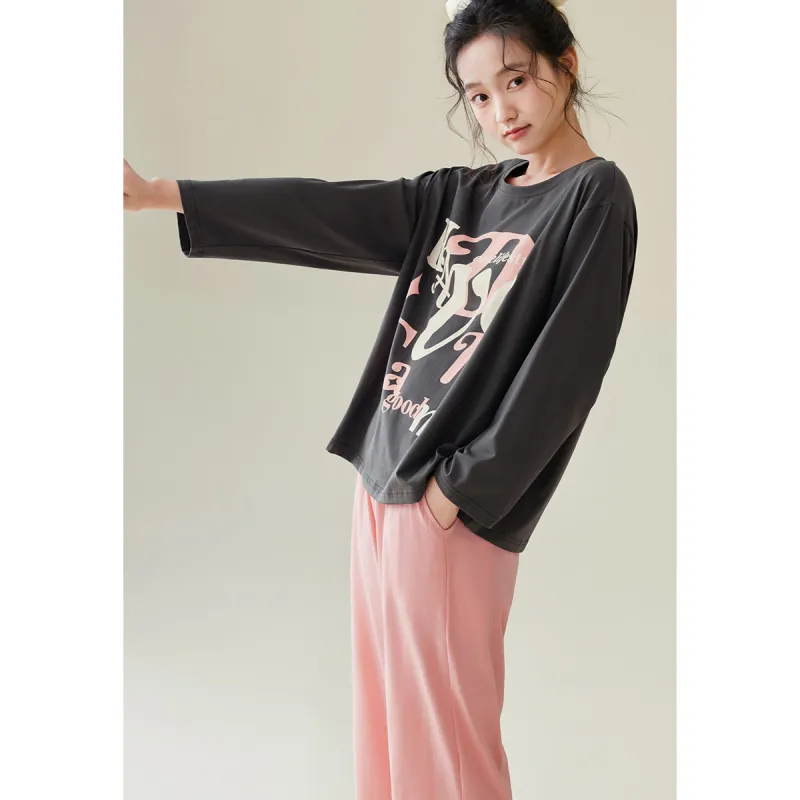 Aannsfam Pajama Set Women's Whale Gray-3