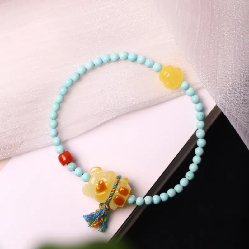 Xiangyan Amber Beeswax Fine Jade Bracelets Unisex-3