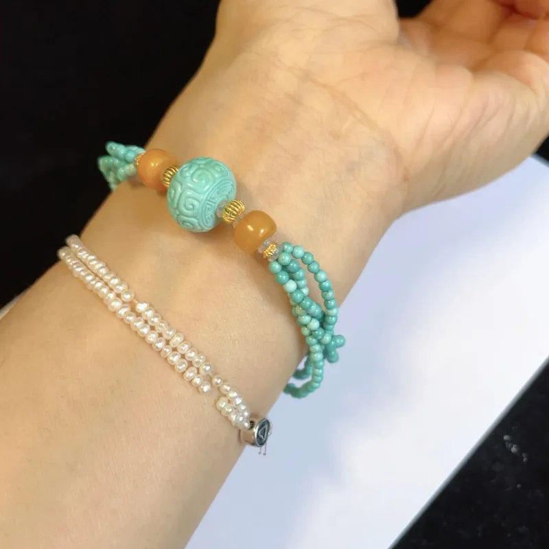 Xiangyan Turquoise Fine Jade Bracelets Unisex-5