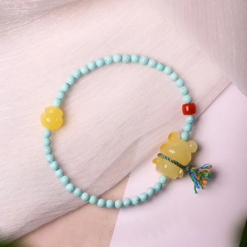 Xiangyan Amber Beeswax Fine Jade Bracelets Unisex-5