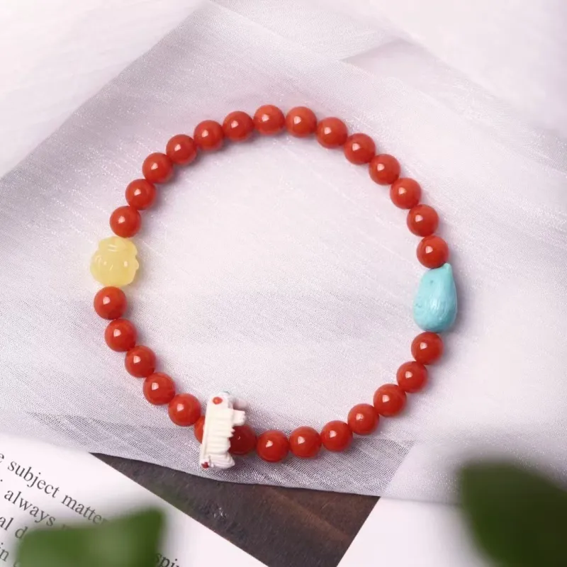 Xiangyan Southern Red Agate Fine Jade Bracelets Unisex-3