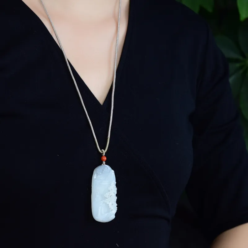 Xiangyan Hetian Jade Pendants Smoky Purple Unisex-1