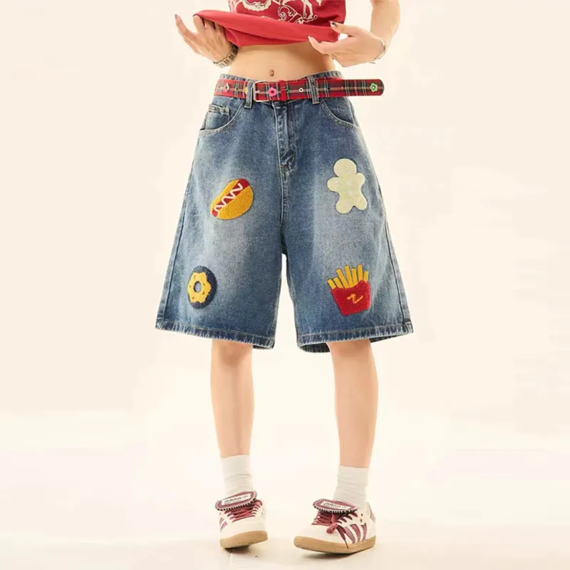 TESTUNG Classic Denim Shorts Unisex Dark Blue Tone-17