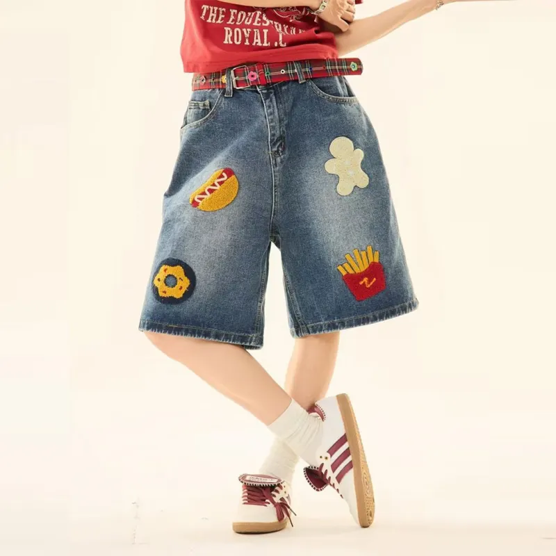 TESTUNG Classic Denim Shorts Unisex Dark Blue Tone-16