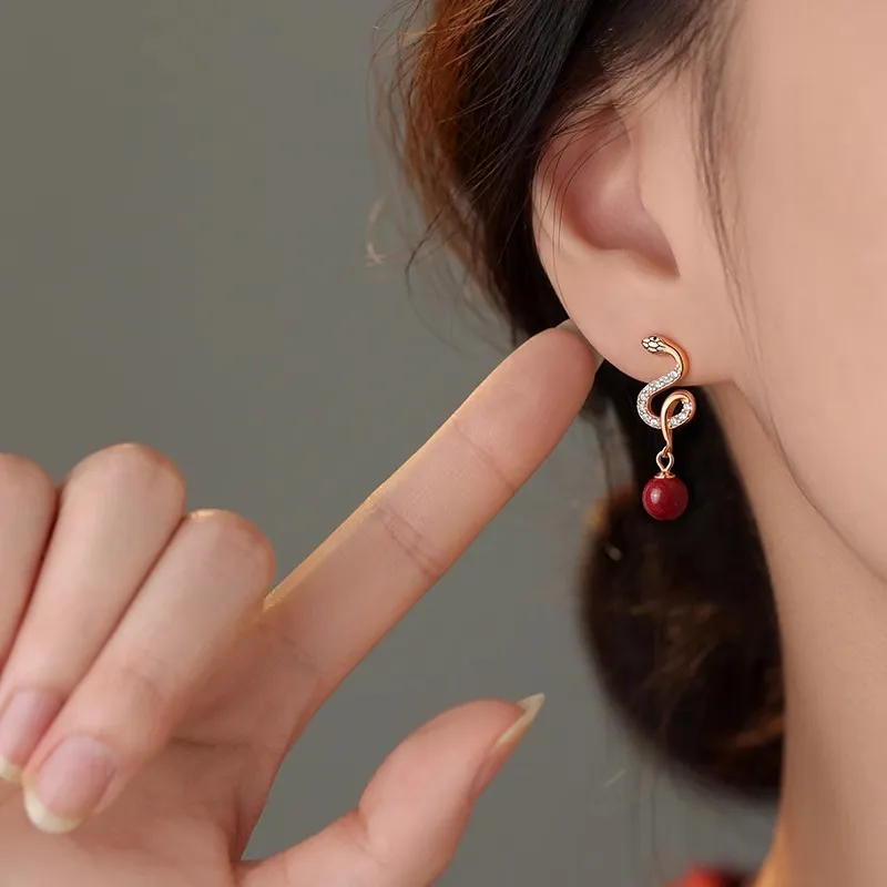 OWNCOOL Cinnabar Jade Earring, Gift Box Set Women's-2