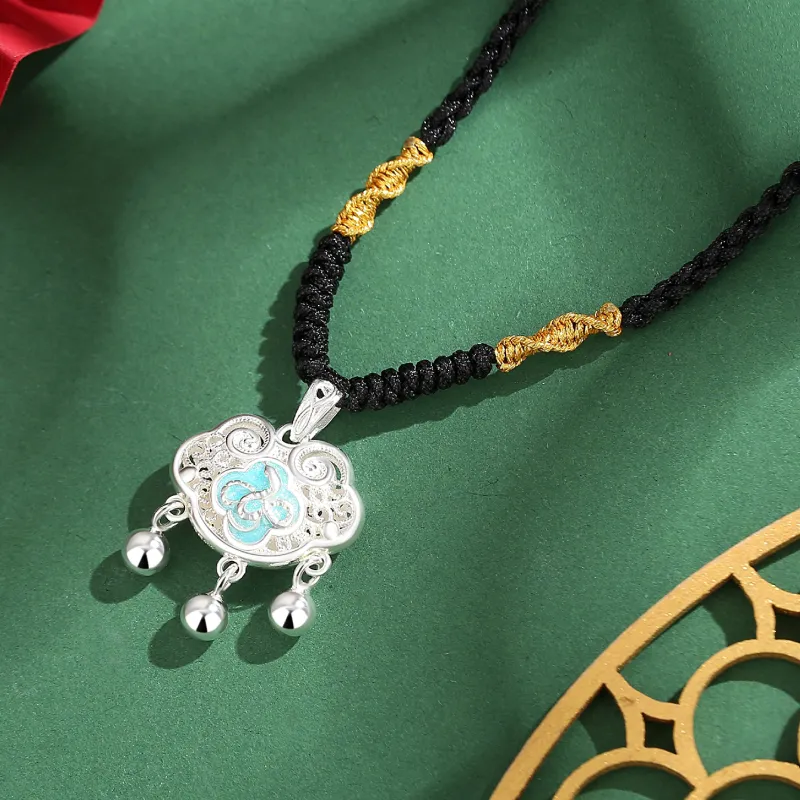 OWNCOOL S999 Fine Silver Necklaces Women's Red/Blue/Gold-2