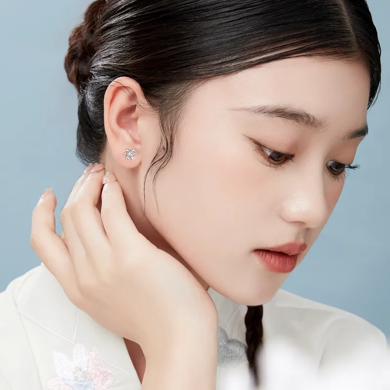 OWNCOOL S999 Fine Silver Stud Earrings Gift Box Set Women's-5